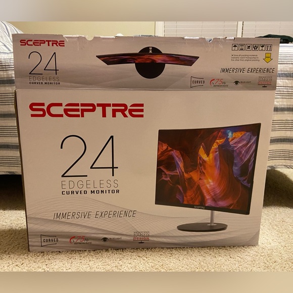 SCEPTRE 24in Edgeless curved monitor 75Hz refresh rate with hdmi cord, and box - Picture 4 of 6